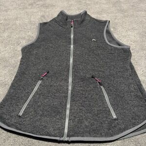 Head‎ Zipup Vest Woman's Large Tennis Black Gray Knit with Pockets Round Hem